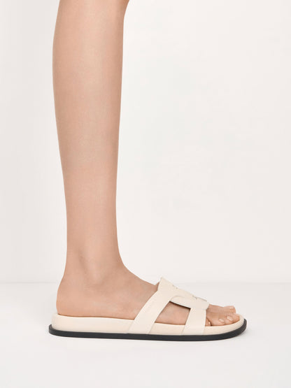 Fannie Interwoven Slide Sandals - Cream | CHARLES & KEITH