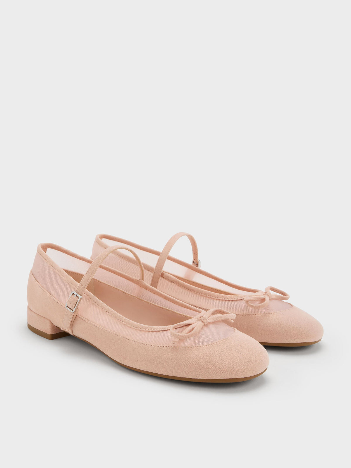Mulligan Faux Suede & Mesh Mary Janes - Blush | CHARLES & KEITH
