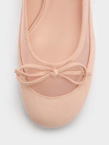 Mulligan Faux Suede & Mesh Mary Janes - Blush | CHARLES & KEITH