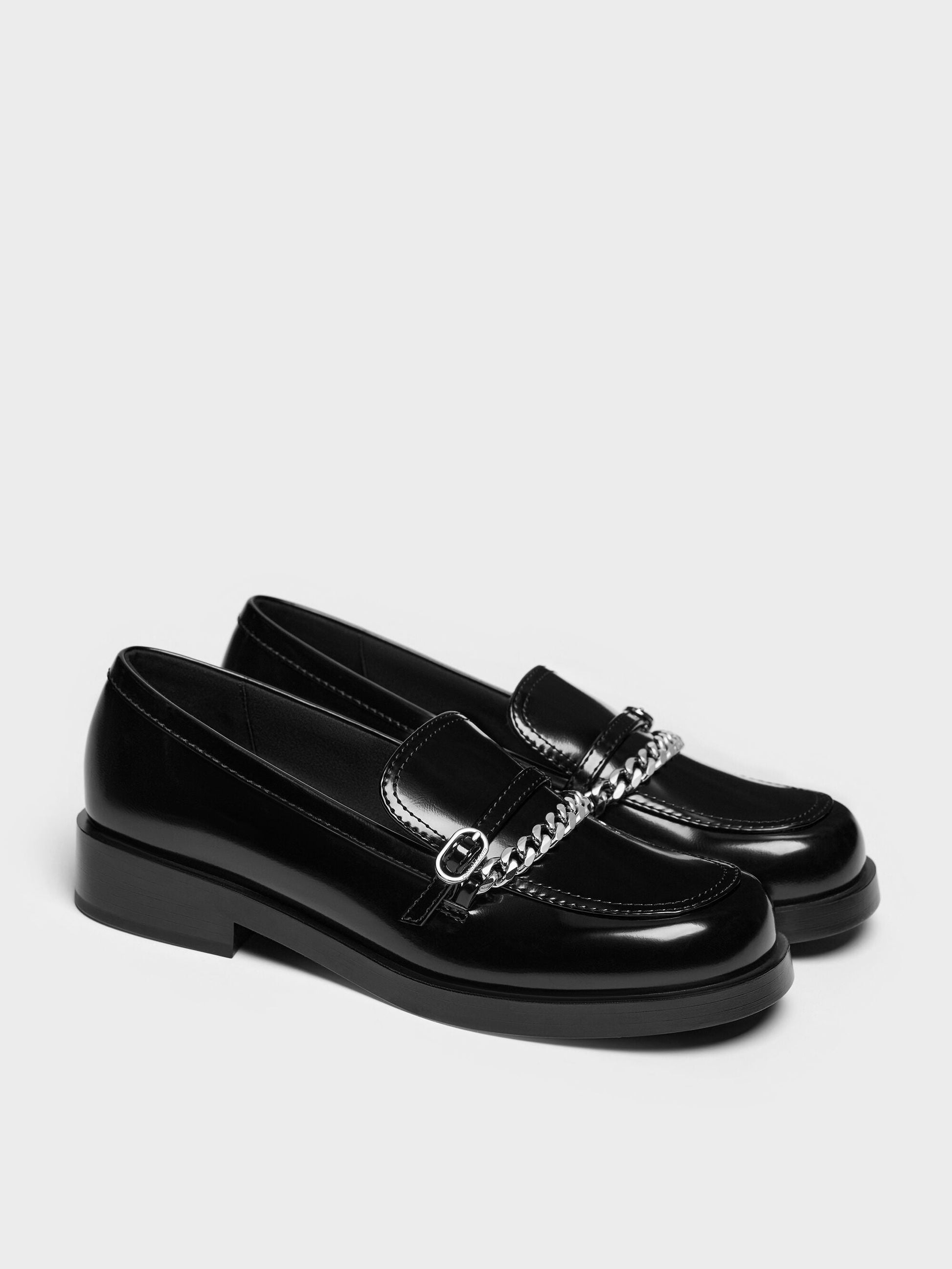 Georgie Chain Loafers - Black Box | CHARLES & KEITH