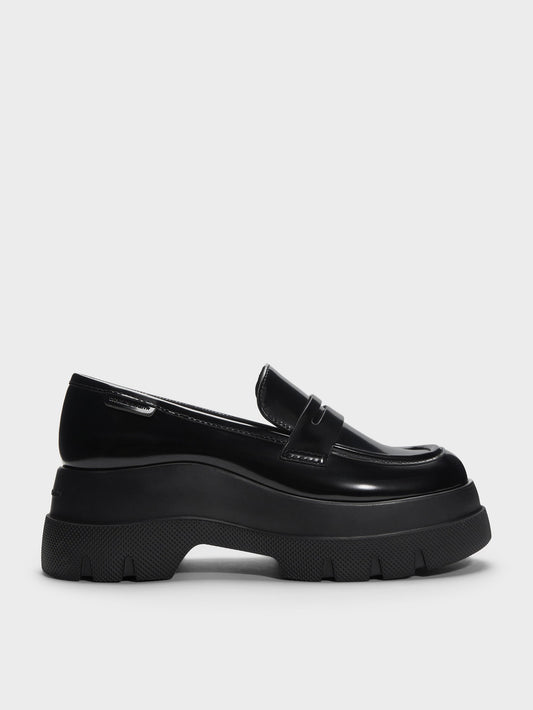 Leoi Platform Penny Loafers - Black Box | CHARLES & KEITH