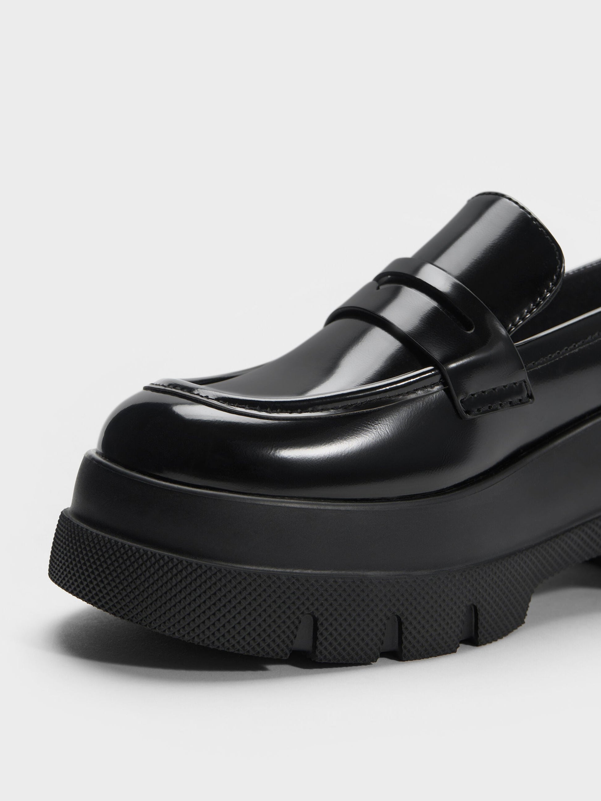 Leoi Platform Penny Loafers - Black Box | CHARLES & KEITH
