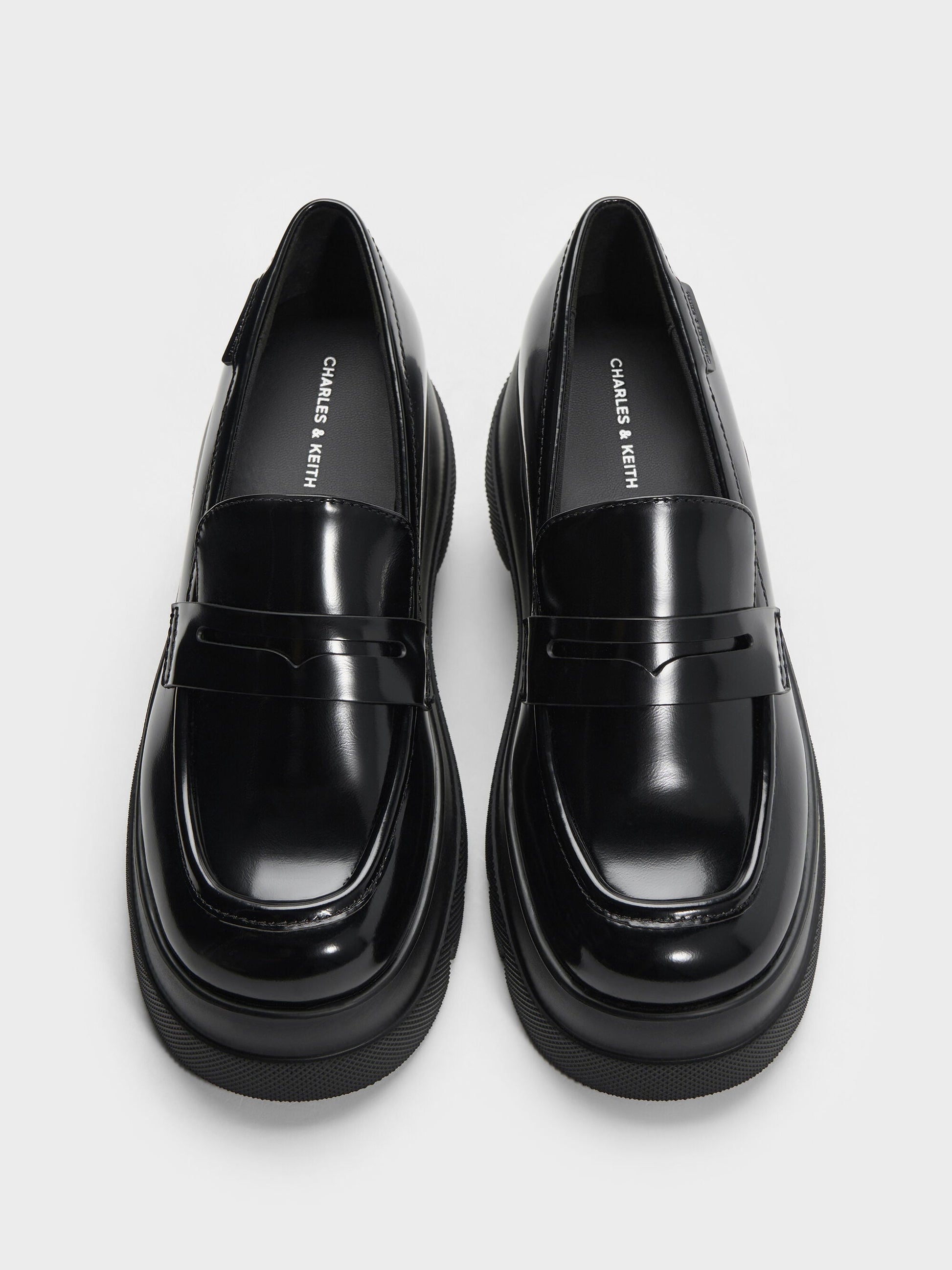Leoi Platform Penny Loafers - Black Box | CHARLES & KEITH