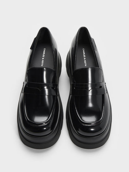 Leoi Platform Penny Loafers - Black Box | CHARLES & KEITH