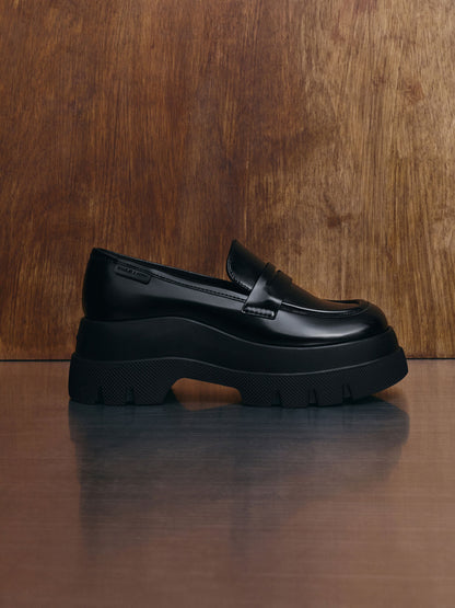 Leoi Platform Penny Loafers - Black Box | CHARLES & KEITH
