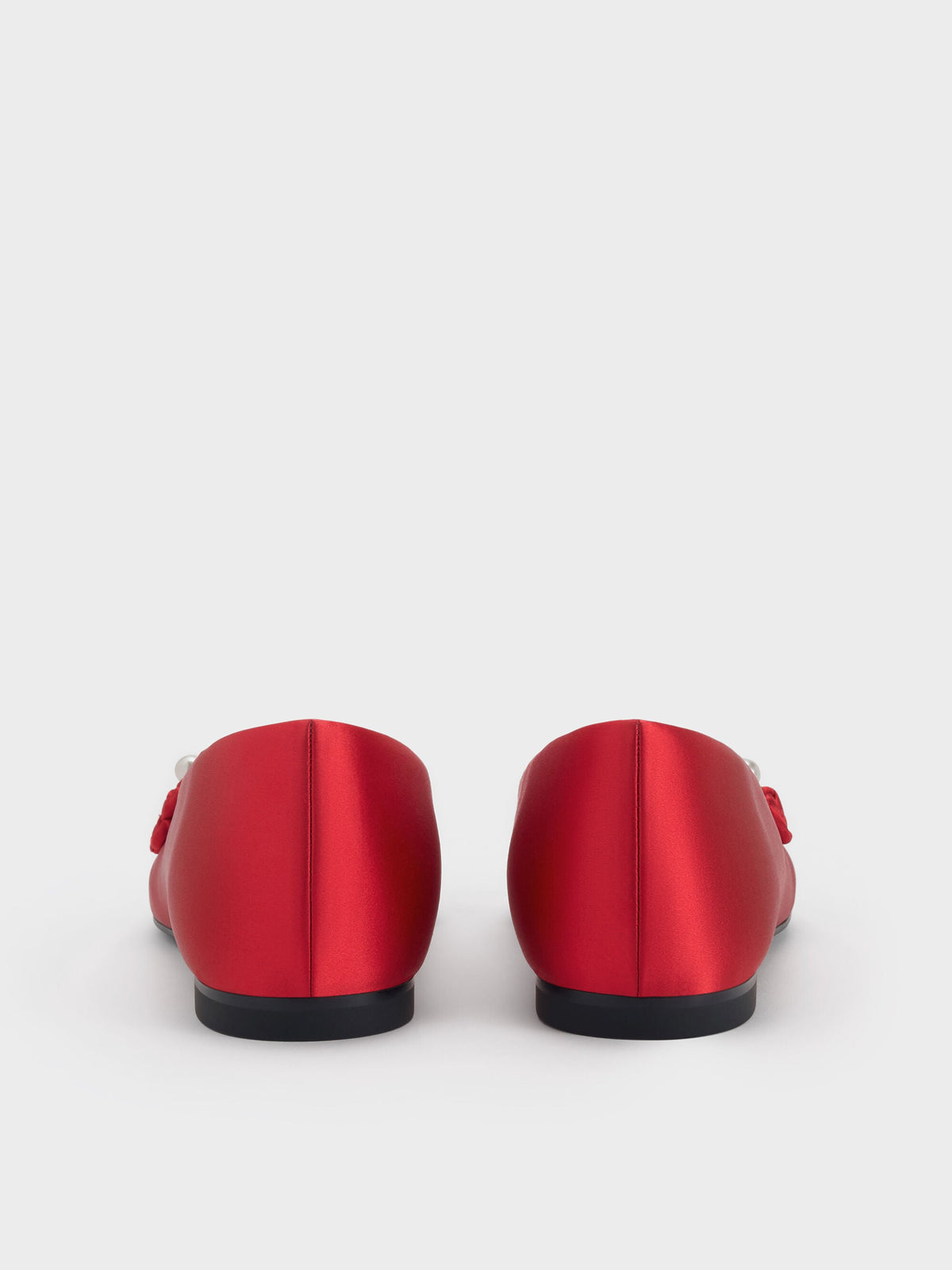 Orinda Knot-Pearl Mary Jane Flats - Red | CHARLES & KEITH