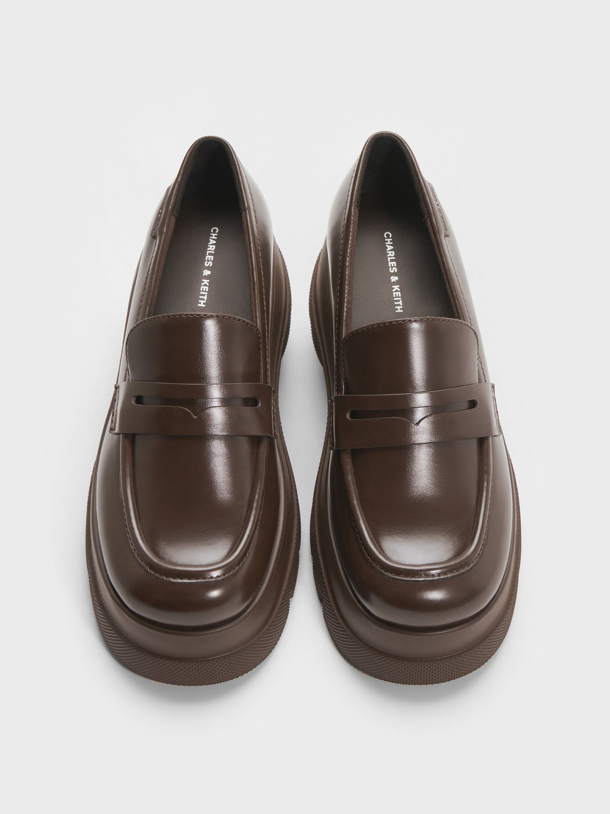 Leoi Platform Penny Loafers - Dark Brown | CHARLES & KEITH