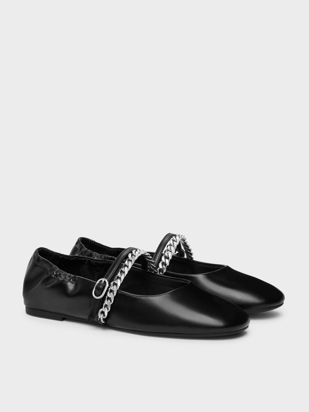 Georgie Chain Mary Jane Flats - Black | CHARLES & KEITH