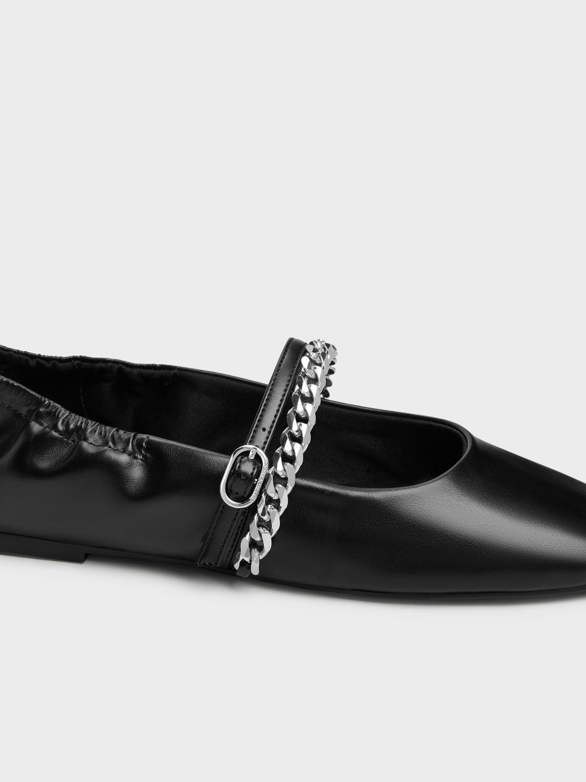 Georgie Chain Mary Jane Flats - Black | CHARLES & KEITH