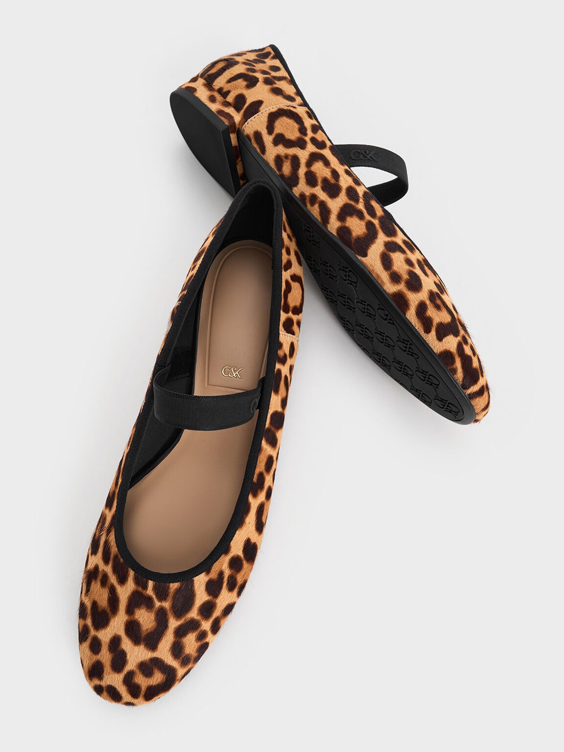 Leopard-Print Textured Mary Jane Flats - Multi | CHARLES & KEITH