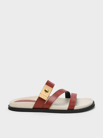 Aelin Canvas Metallic-Buckle Strappy Sandals - Multi | CHARLES & KEITH