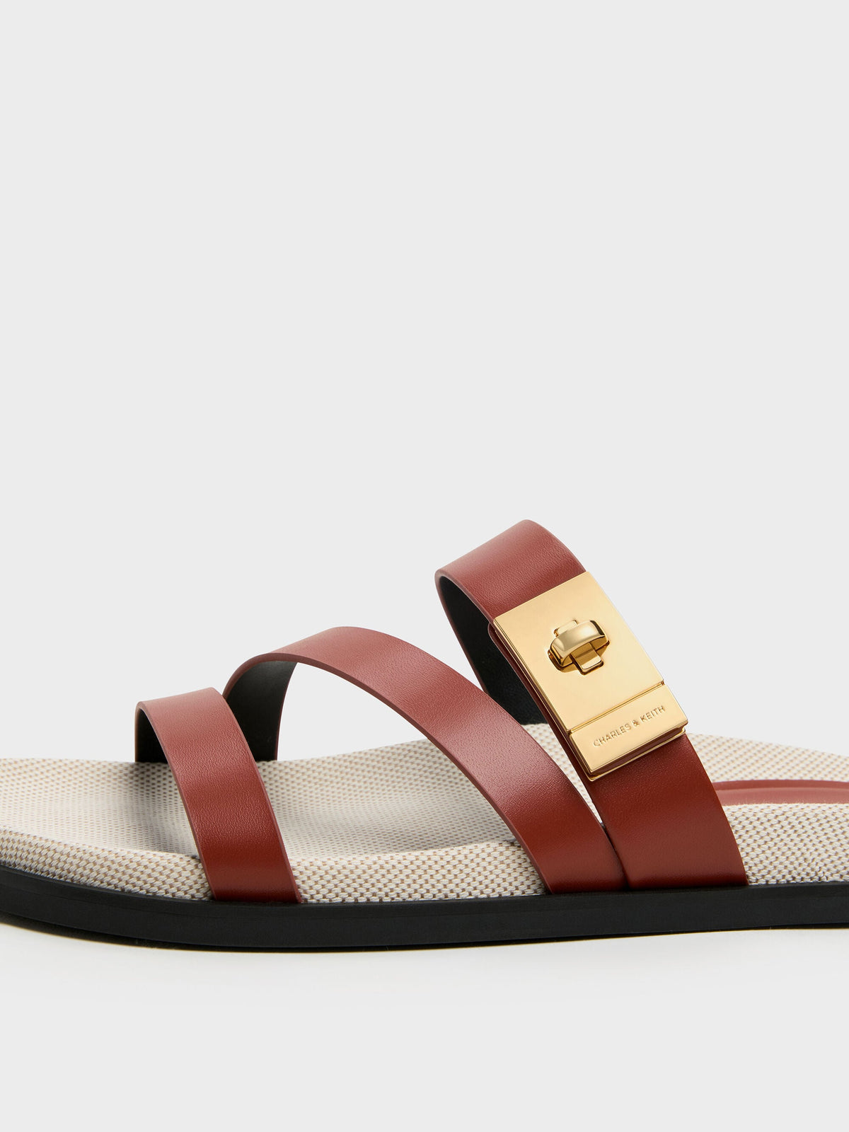 Aelin Canvas Metallic-Buckle Strappy Sandals - Multi | CHARLES & KEITH