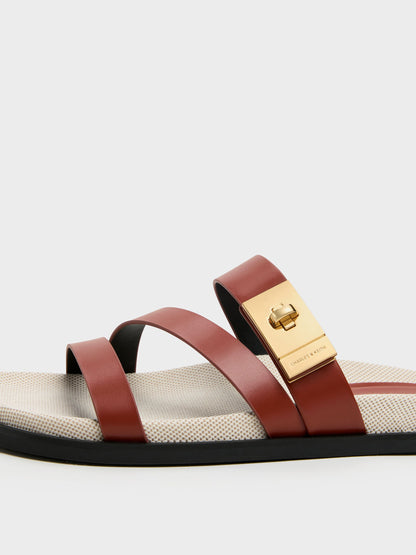 Aelin Canvas Metallic-Buckle Strappy Sandals - Multi | CHARLES & KEITH