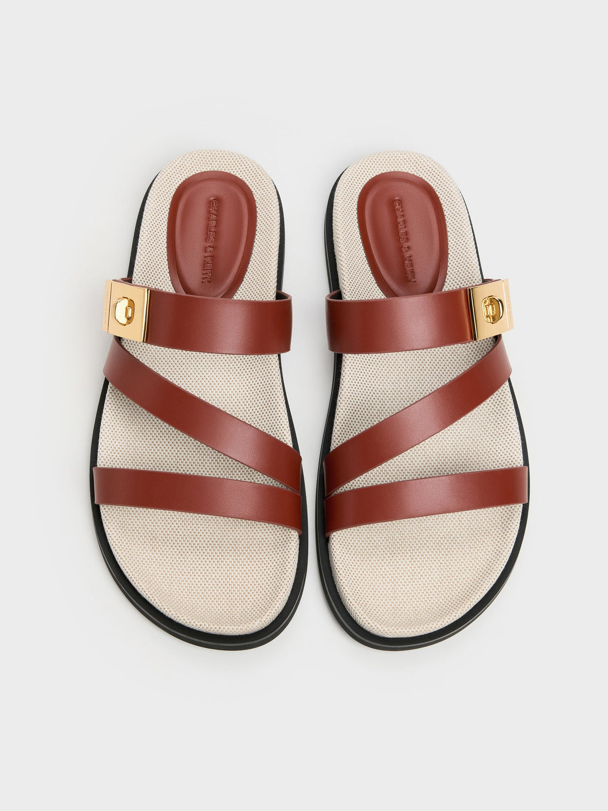 Aelin Canvas Metallic-Buckle Strappy Sandals - Multi | CHARLES & KEITH