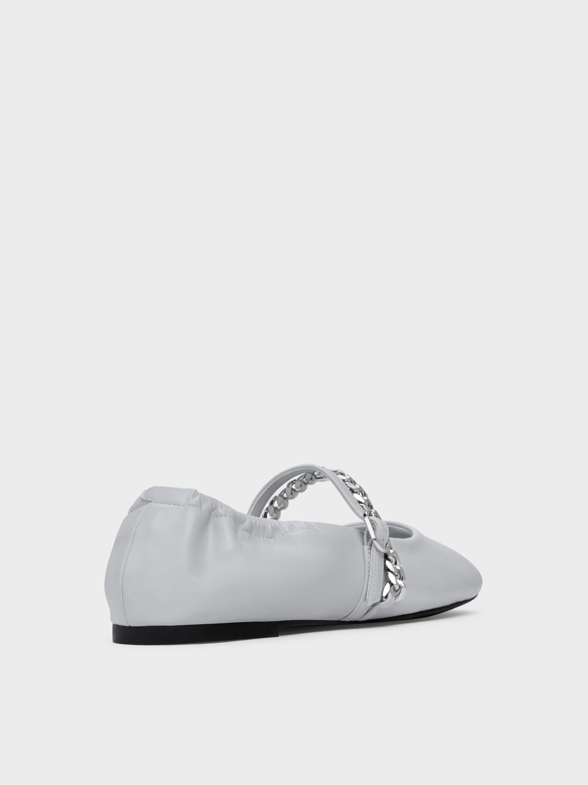Georgie Chain Mary Jane Flats - Light Grey | CHARLES & KEITH