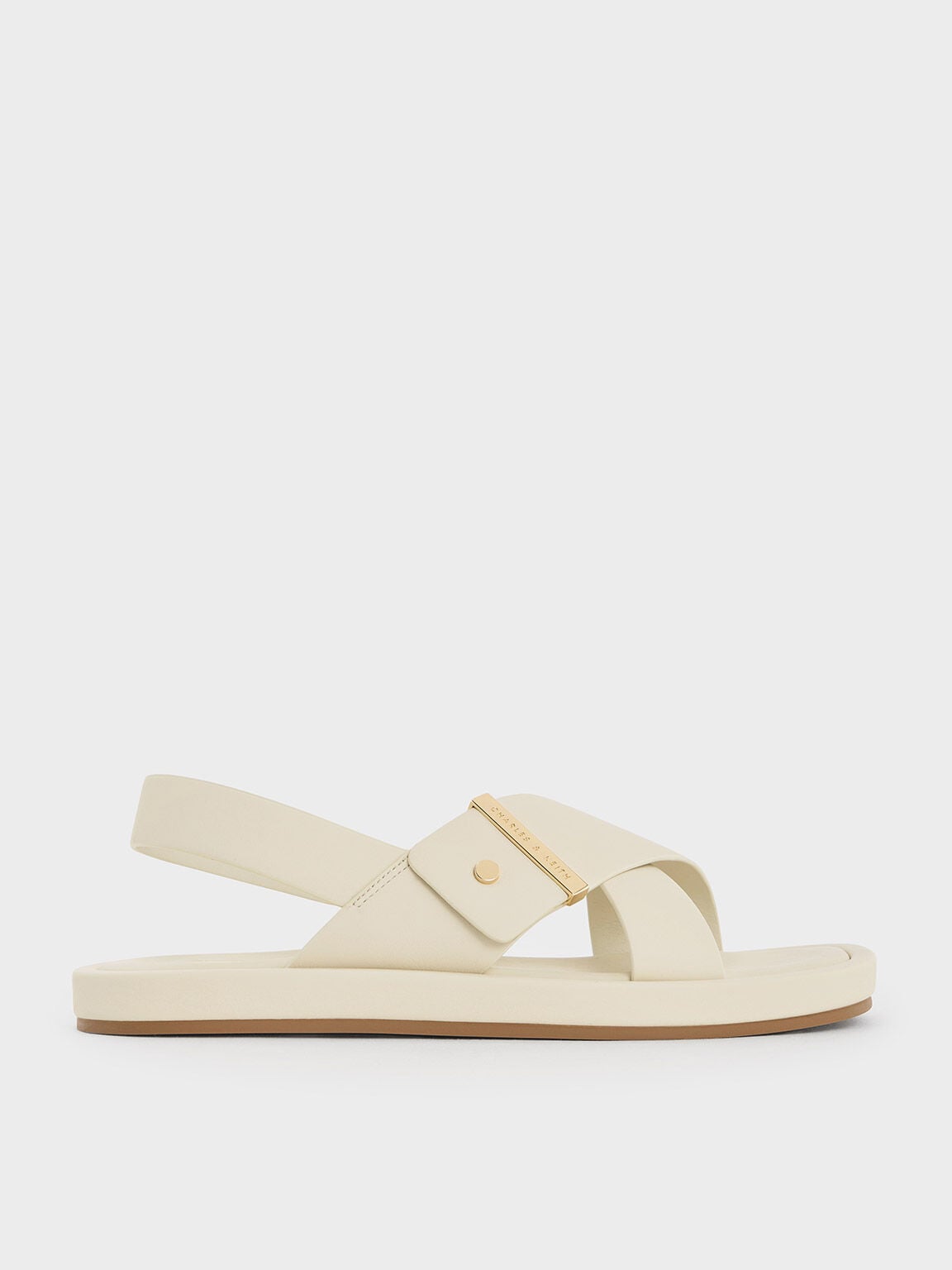 Audra Crossover Slingback Sandals - Chalk | CHARLES & KEITH