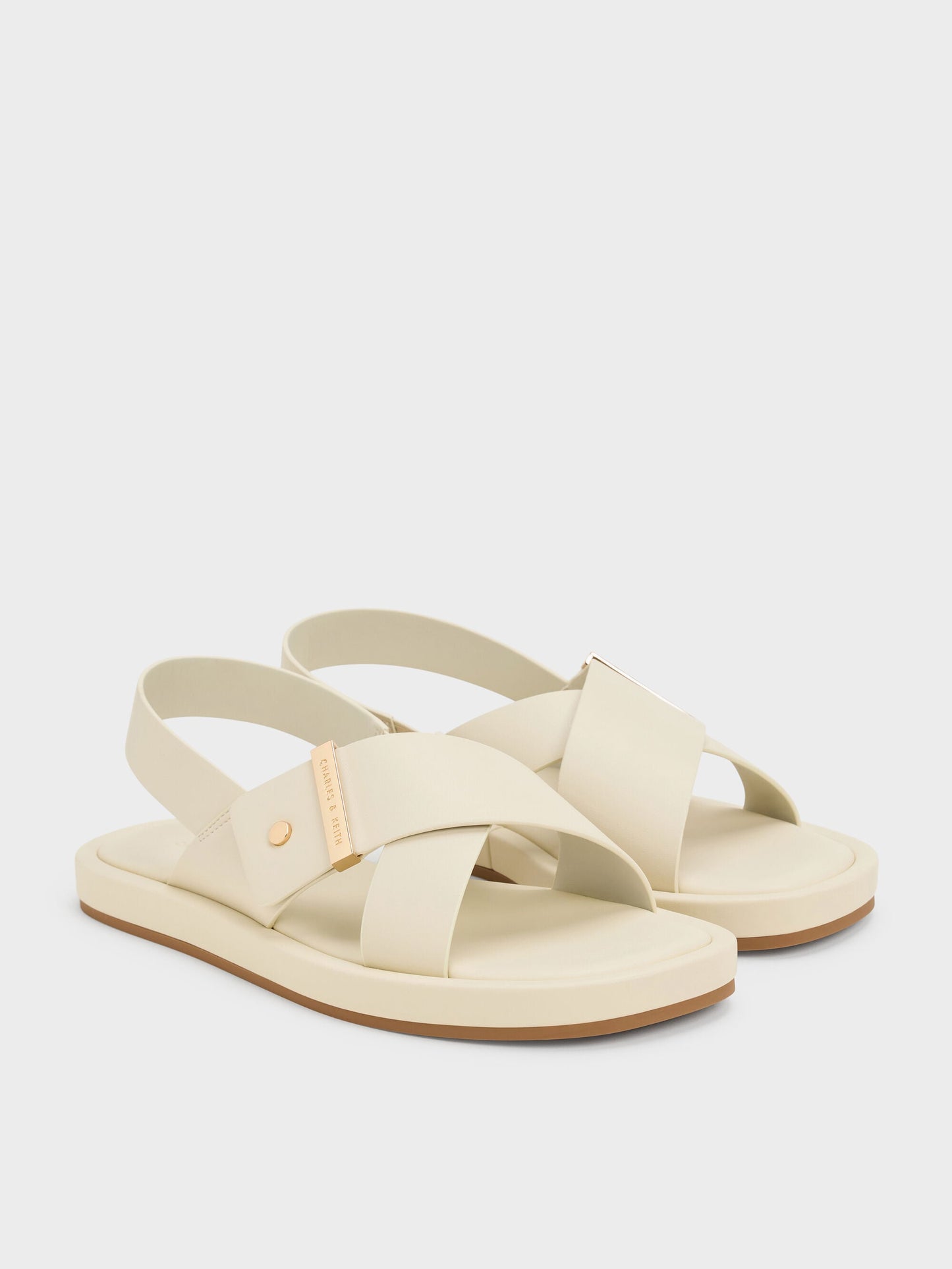 Audra Crossover Slingback Sandals - Chalk | CHARLES & KEITH