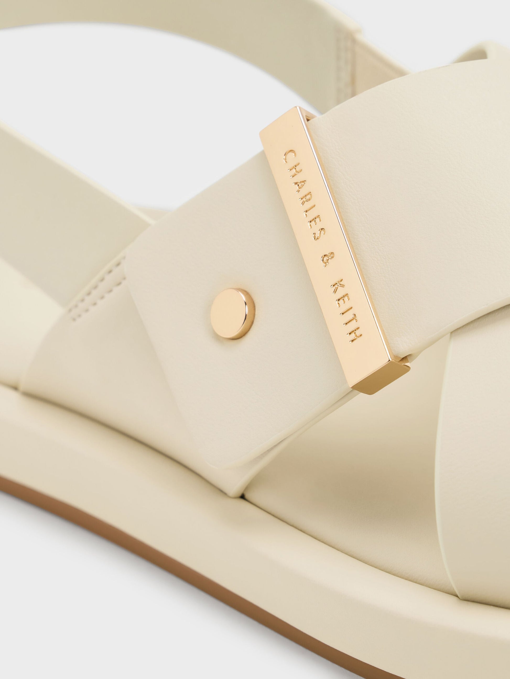 Audra Crossover Slingback Sandals - Chalk | CHARLES & KEITH
