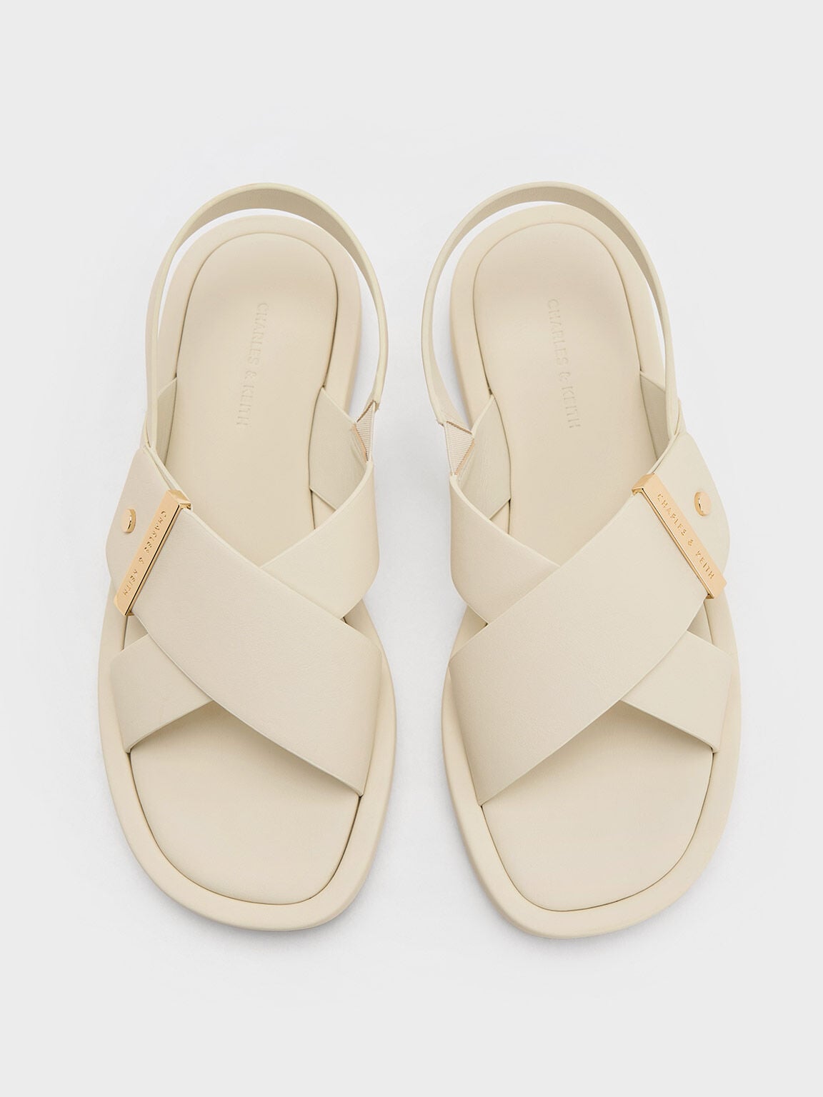 Audra Crossover Slingback Sandals - Chalk | CHARLES & KEITH