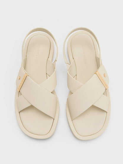 Audra Crossover Slingback Sandals - Chalk | CHARLES & KEITH