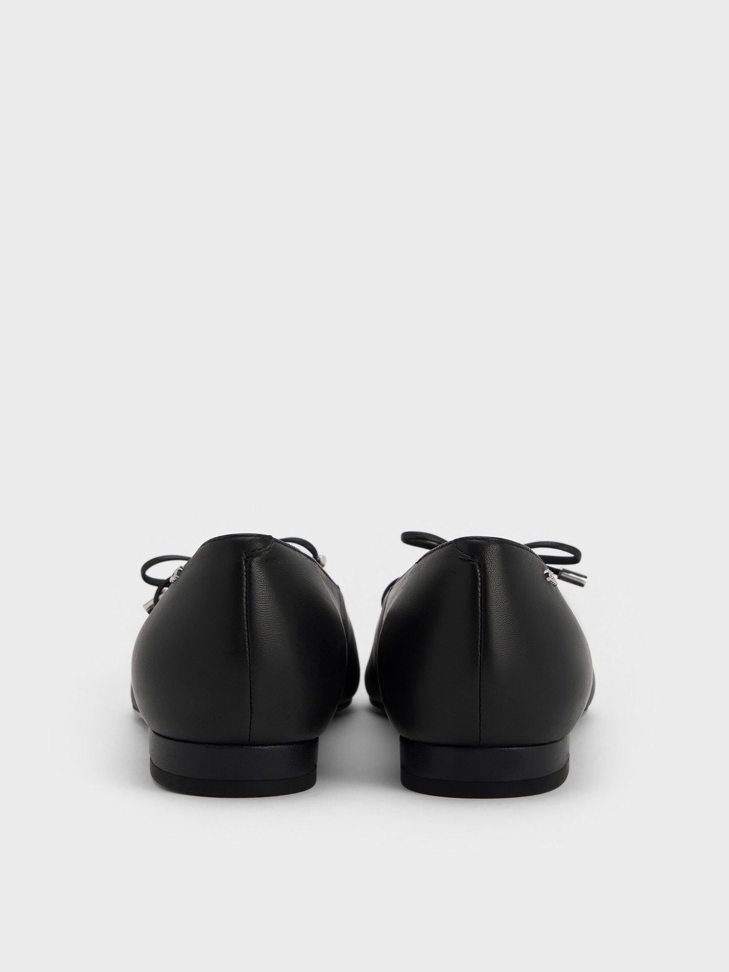 Jianna Leather Lace-Tie Flats - Black | CHARLES & KEITH