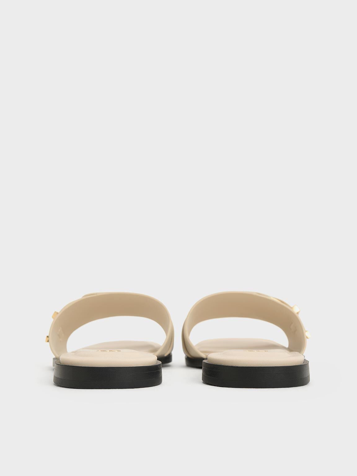 Whitney Leather Slide Sandals - Chalk | CHARLES & KEITH