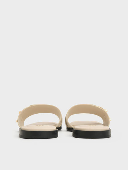Whitney Leather Slide Sandals - Chalk | CHARLES & KEITH