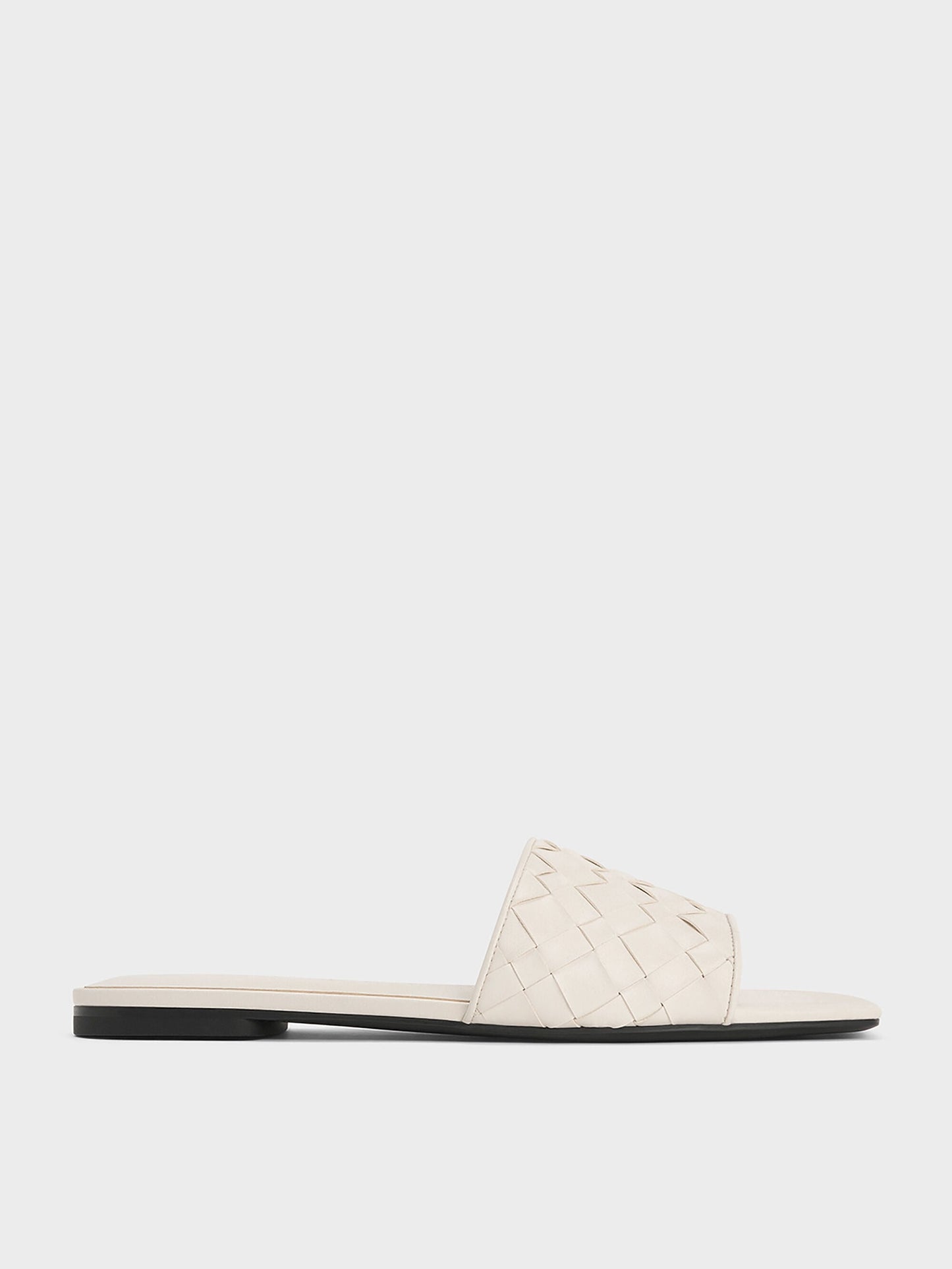 Ivette Woven Slide Sandals - Chalk | CHARLES & KEITH
