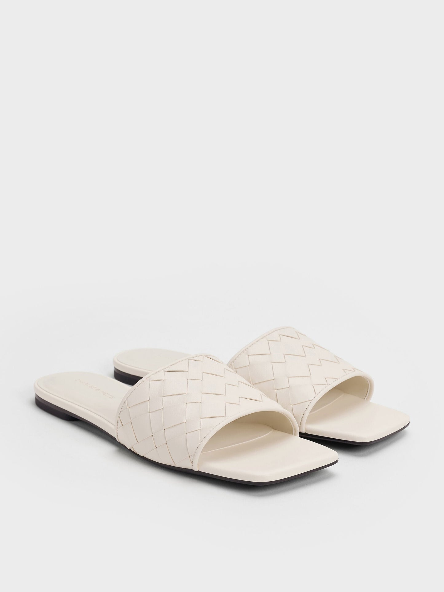 Ivette Woven Slide Sandals - Chalk | CHARLES & KEITH