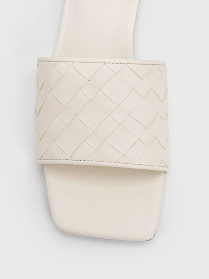 Ivette Woven Slide Sandals - Chalk | CHARLES & KEITH