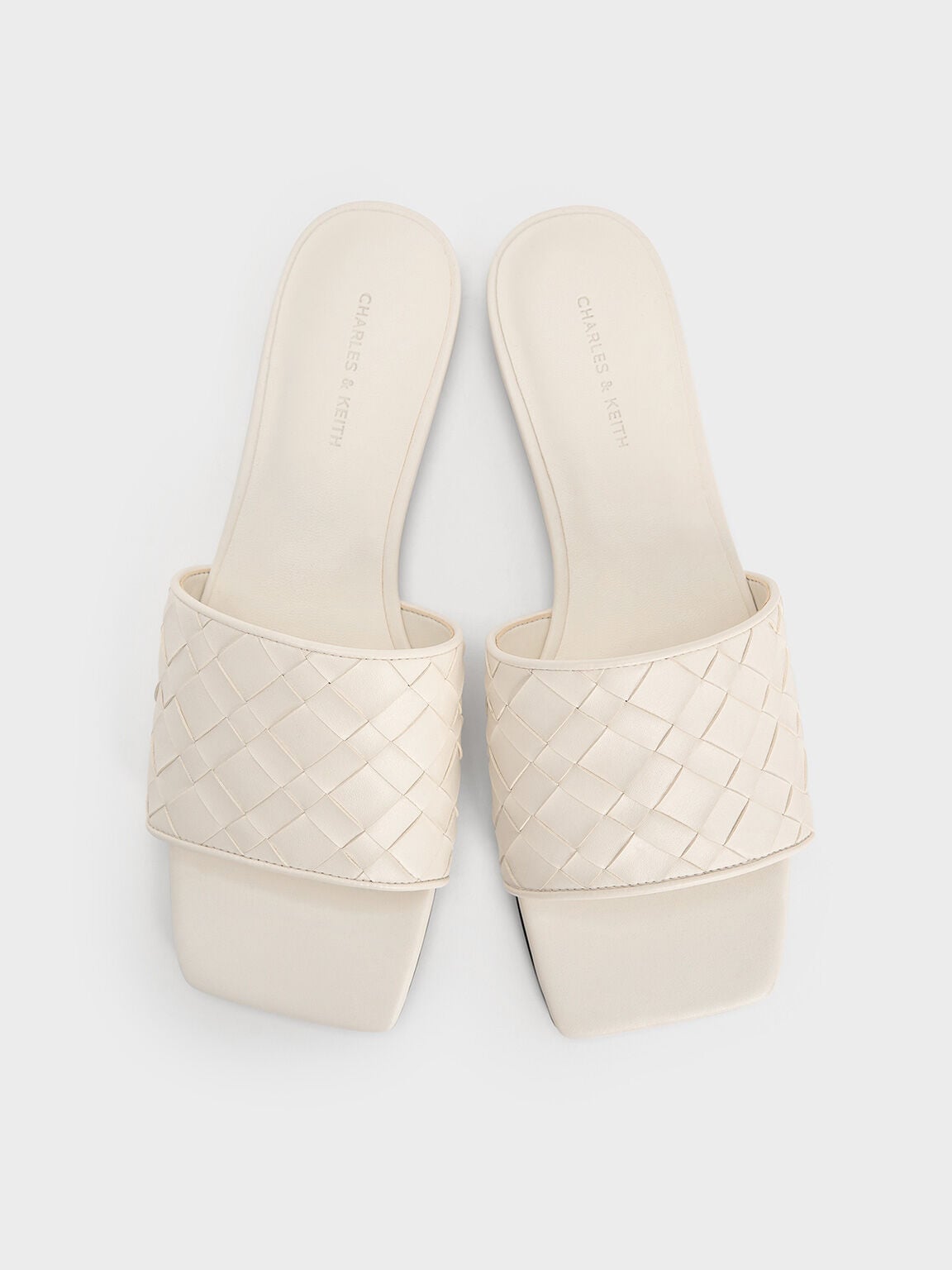 Ivette Woven Slide Sandals - Chalk | CHARLES & KEITH