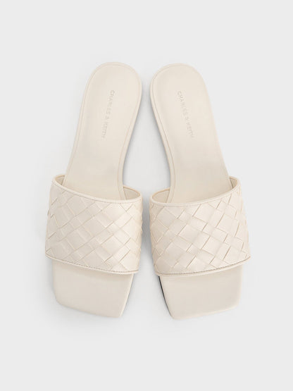 Ivette Woven Slide Sandals - Chalk | CHARLES & KEITH