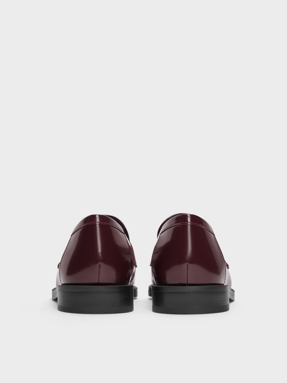Georgina Leather Penny Loafers - Burgundy | CHARLES & KEITH