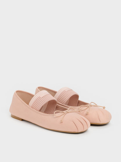 Winona Faux Suede Mary Jane Flats - Blush | CHARLES & KEITH