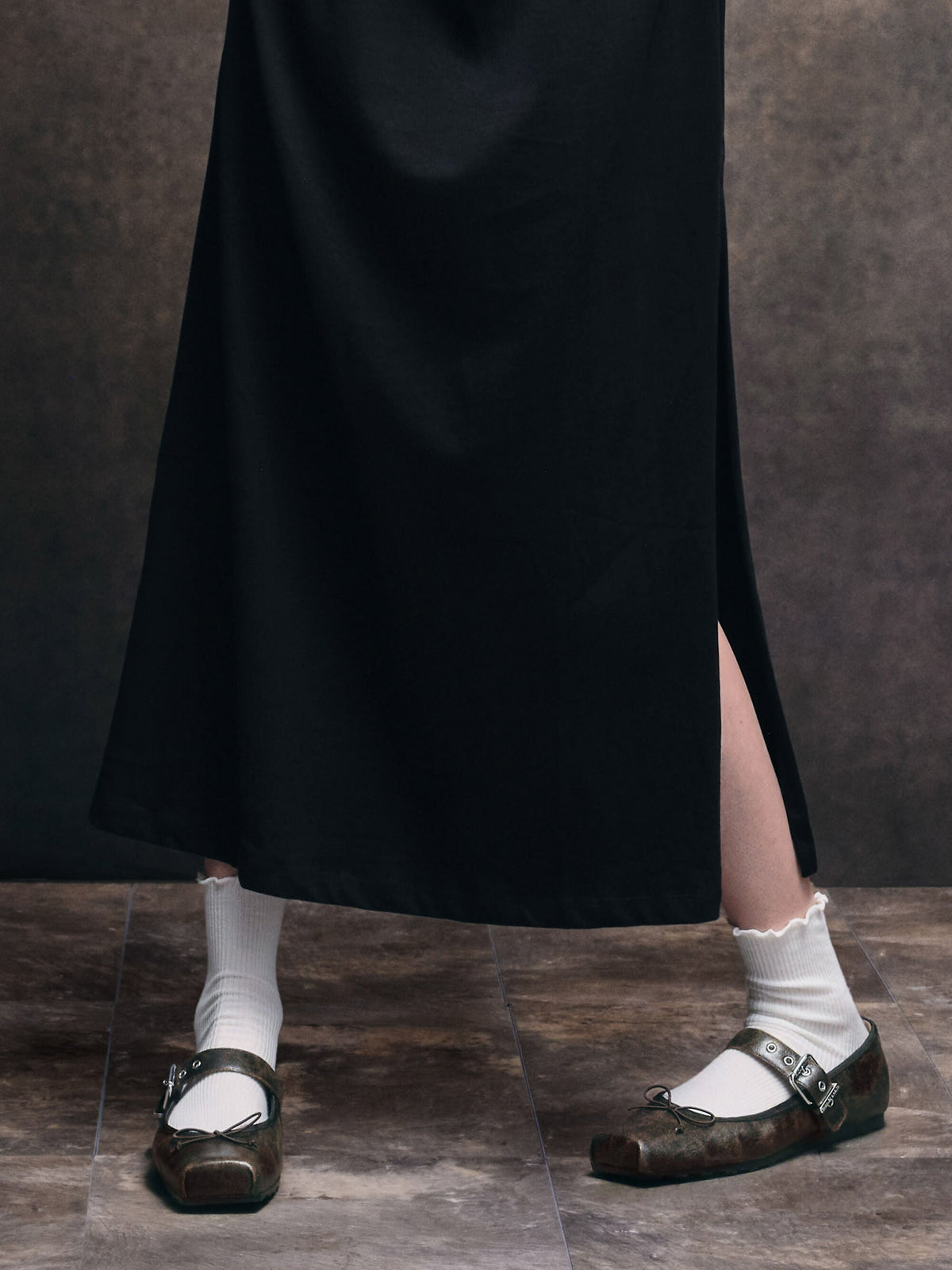 Myler Crinkle-Effect Bow Mary Janes - Dark Brown | CHARLES & KEITH