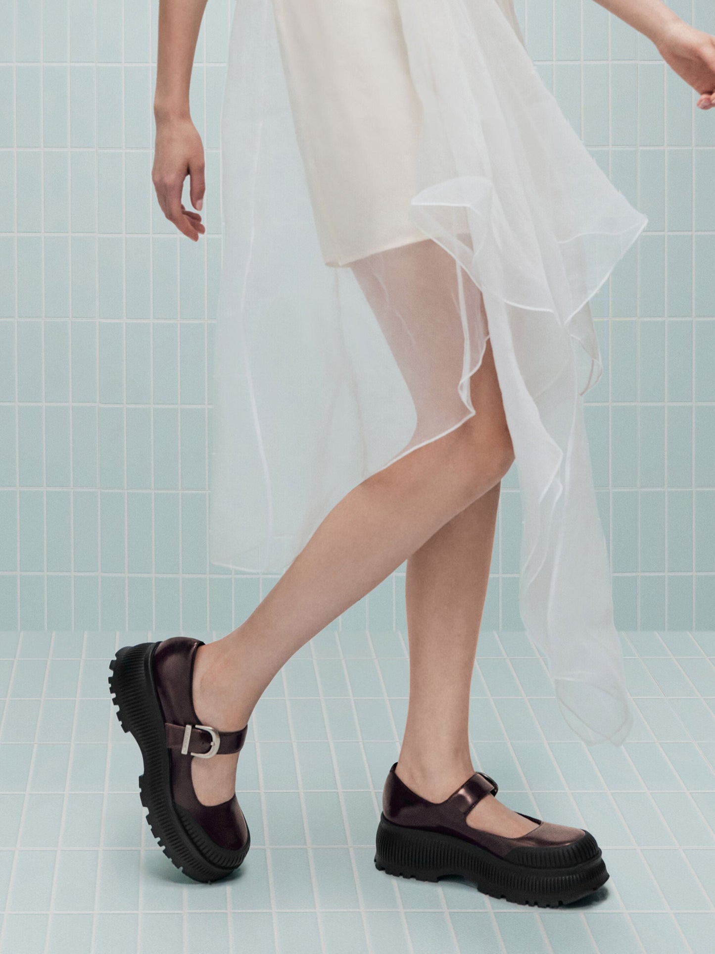 Darra Platform Mary Janes - Burgundy | CHARLES & KEITH