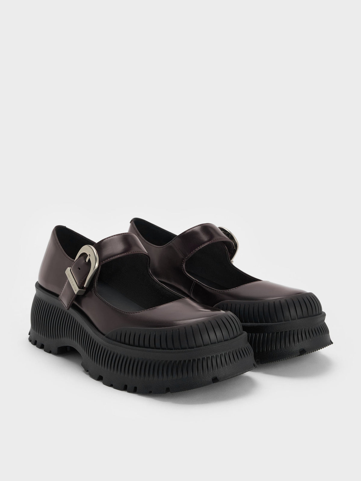 Darra Platform Mary Janes - Burgundy | CHARLES & KEITH