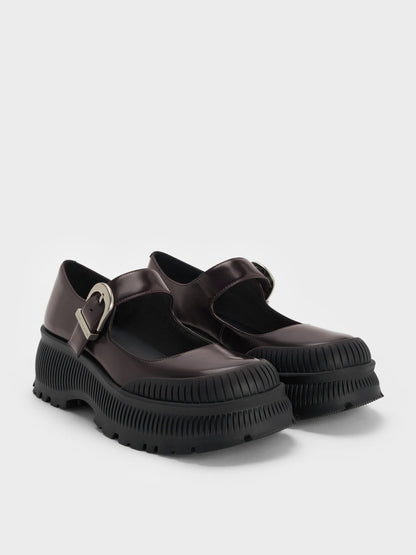 Darra Platform Mary Janes - Burgundy | CHARLES & KEITH