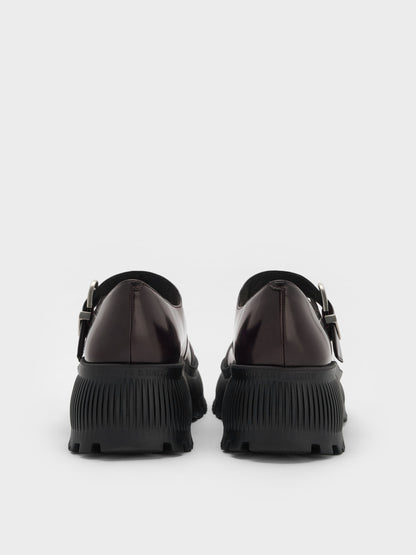 Darra Platform Mary Janes - Burgundy | CHARLES & KEITH
