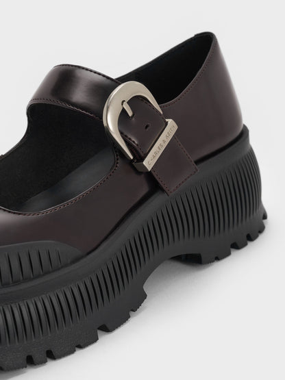 Darra Platform Mary Janes - Burgundy | CHARLES & KEITH