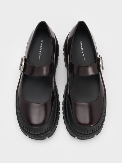 Darra Platform Mary Janes - Burgundy | CHARLES & KEITH