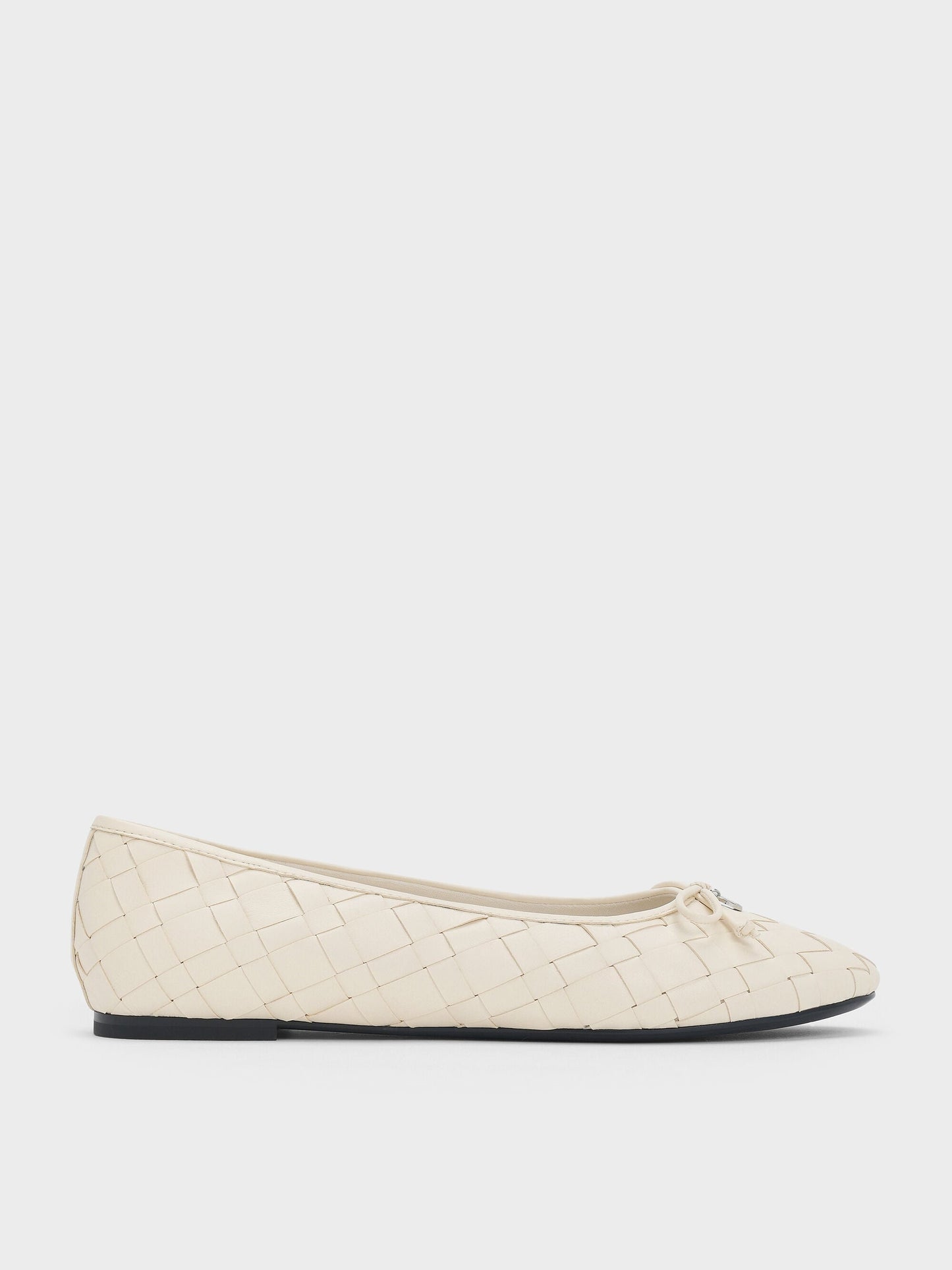 Ivette Woven Bow Ballet Flats - Chalk | CHARLES & KEITH