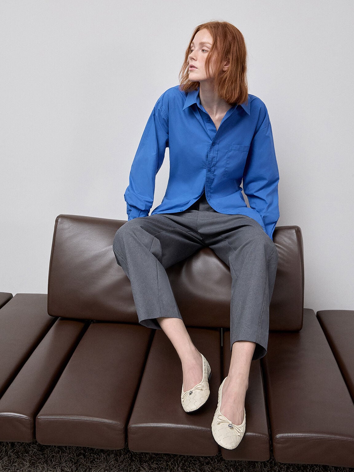 Ivette Woven Bow Ballet Flats - Chalk | CHARLES & KEITH