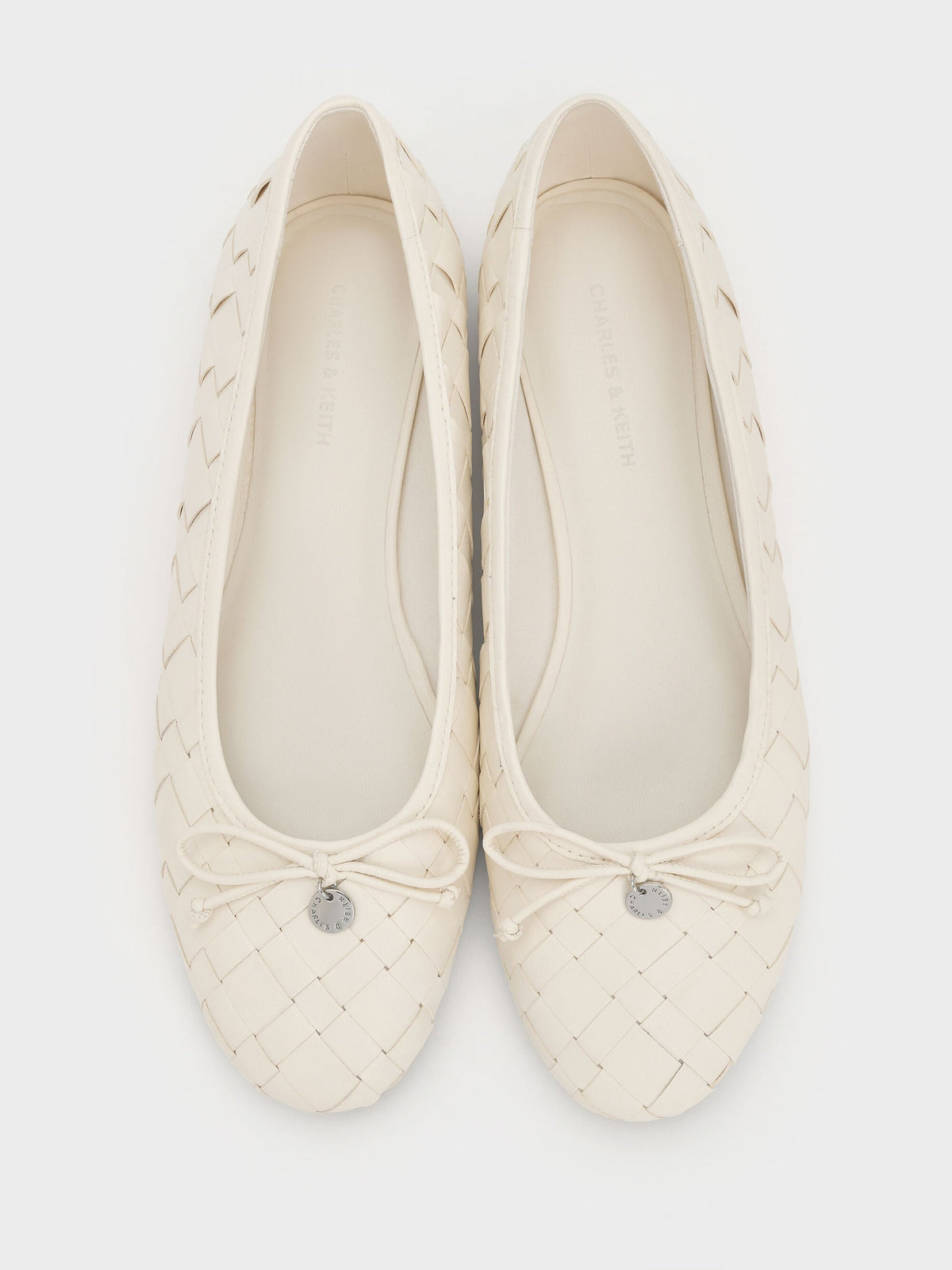 Ivette Woven Bow Ballet Flats - Chalk | CHARLES & KEITH