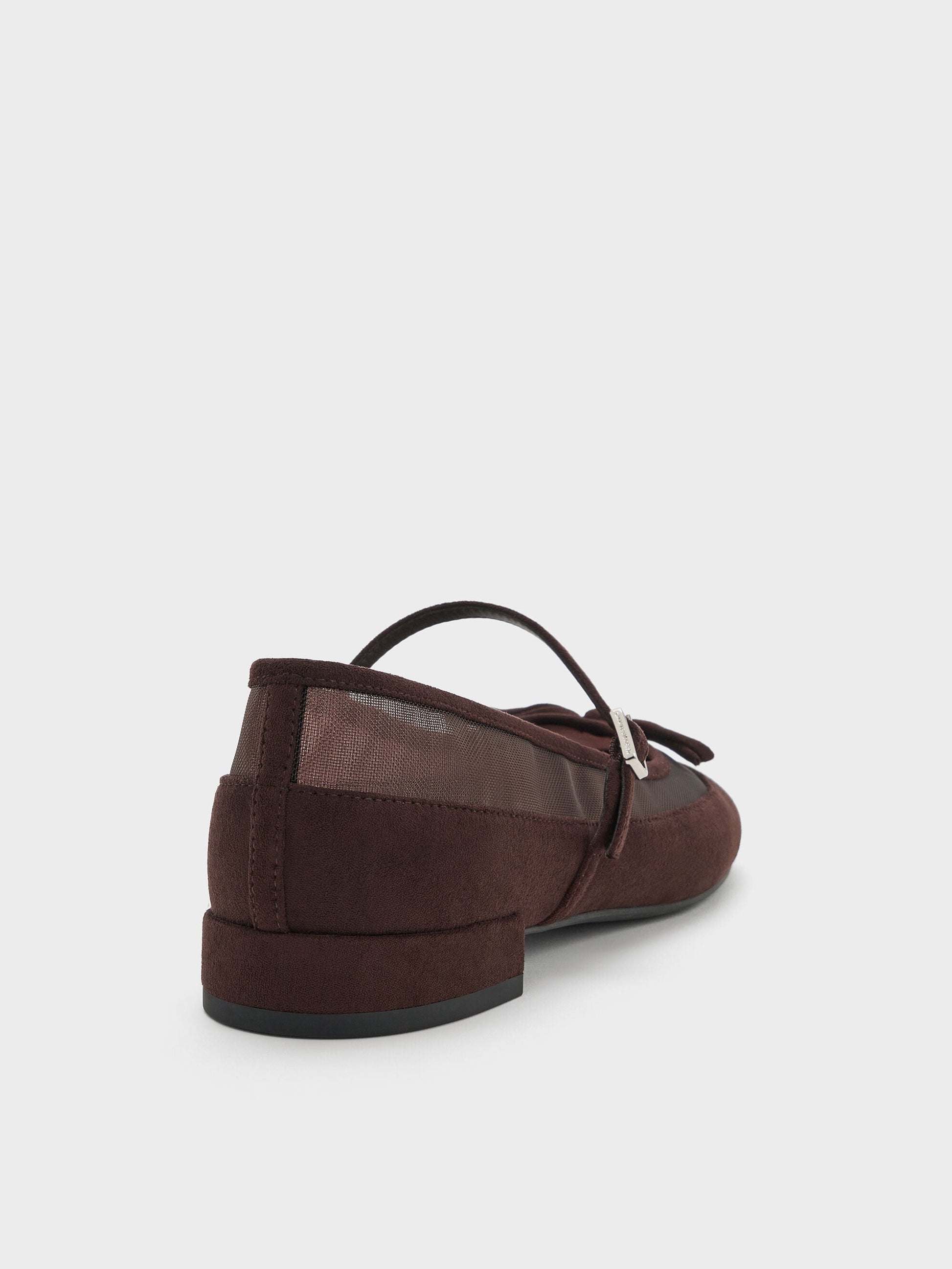 Mulligan Faux Suede & Mesh Mary Janes - Dark Brown Textured | CHARLES & KEITH