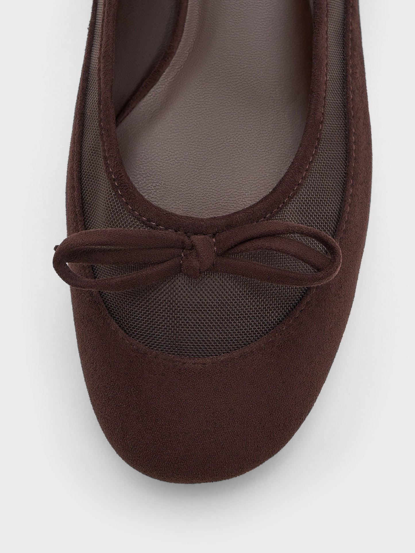 Mulligan Faux Suede & Mesh Mary Janes - Dark Brown Textured | CHARLES & KEITH
