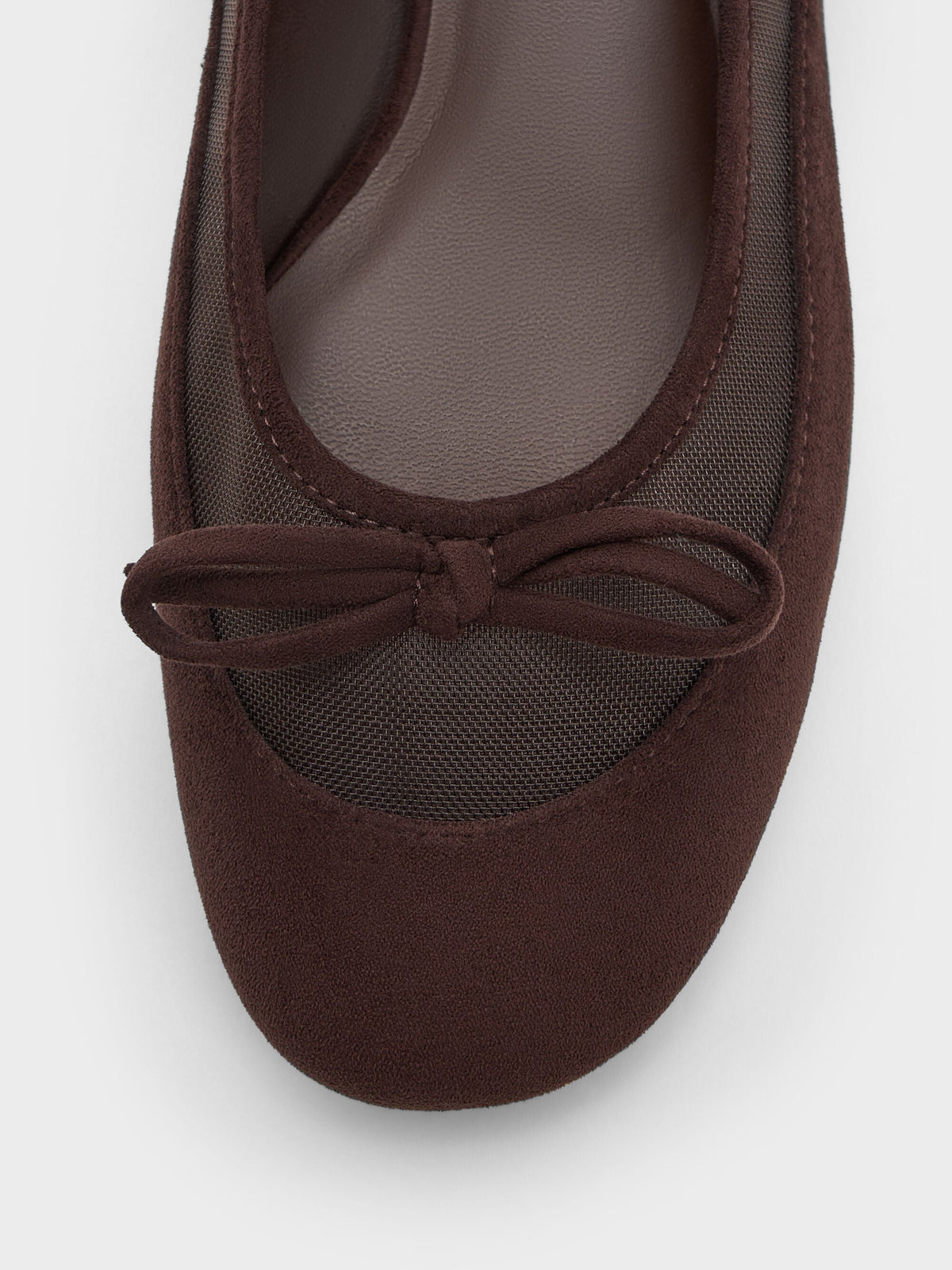 Mulligan Faux Suede & Mesh Mary Janes - Dark Brown Textured | CHARLES & KEITH