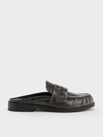 Dylan Penny Loafer Mules - Grey | CHARLES & KEITH