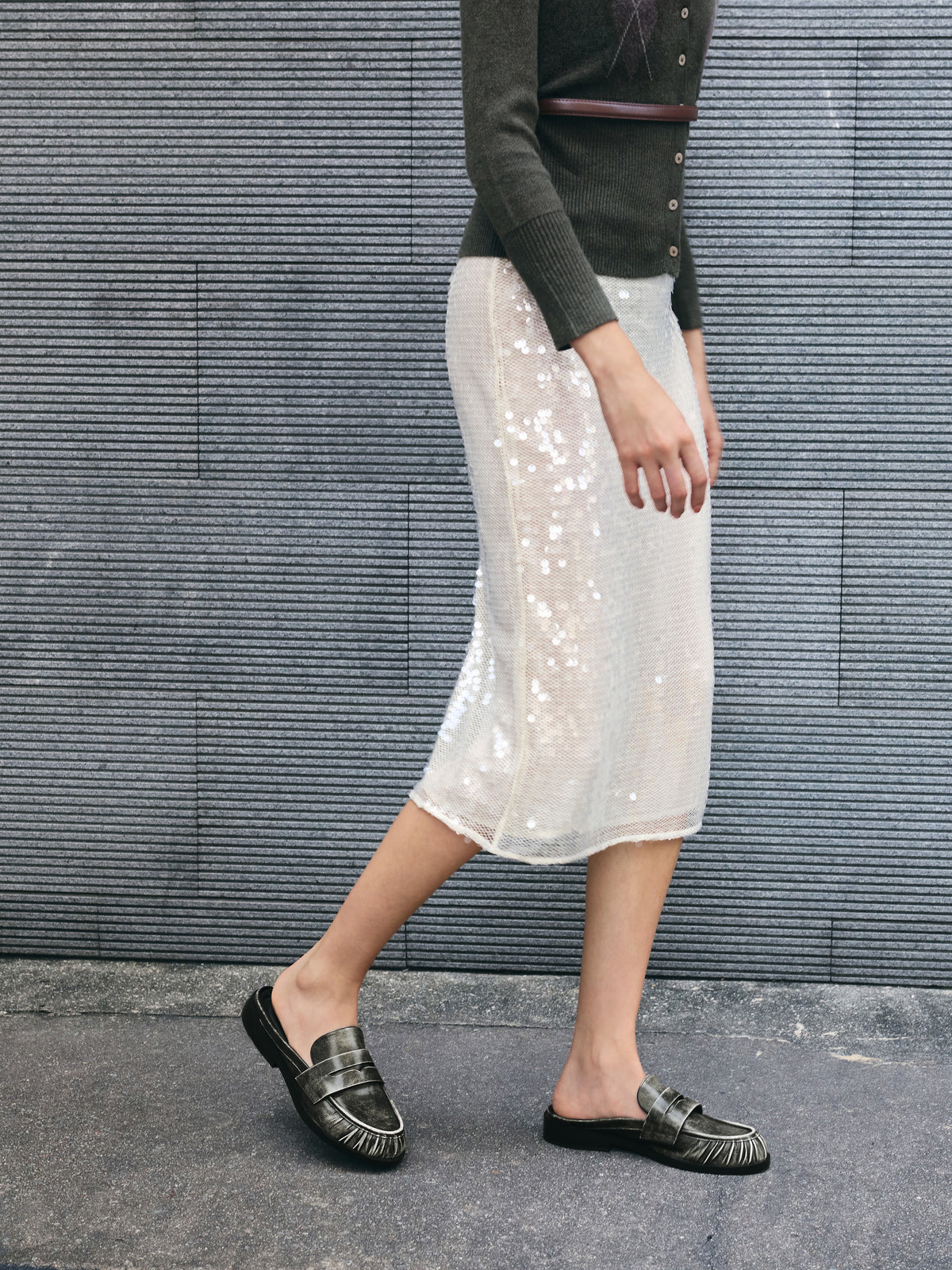 Dylan Penny Loafer Mules - Grey | CHARLES & KEITH