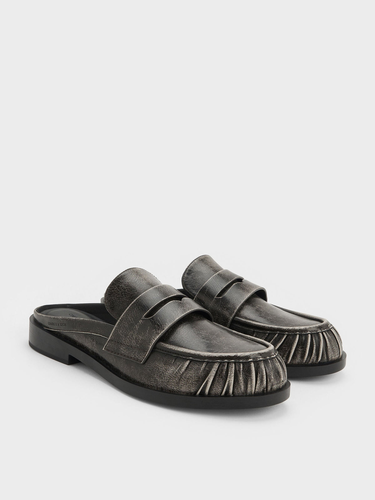 Dylan Penny Loafer Mules - Grey | CHARLES & KEITH